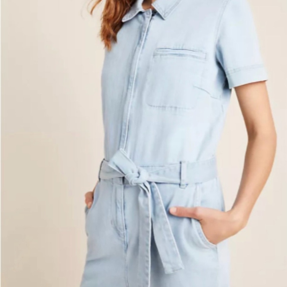 Ella Moss denim jumpsuit with zip front and belt - Picture 2 of 11